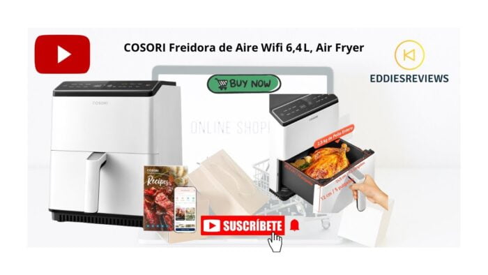 COSORI Freidora de Aire Wifi 6,4 L, Air Fryer, Freidora sin Aceite 12 Programas